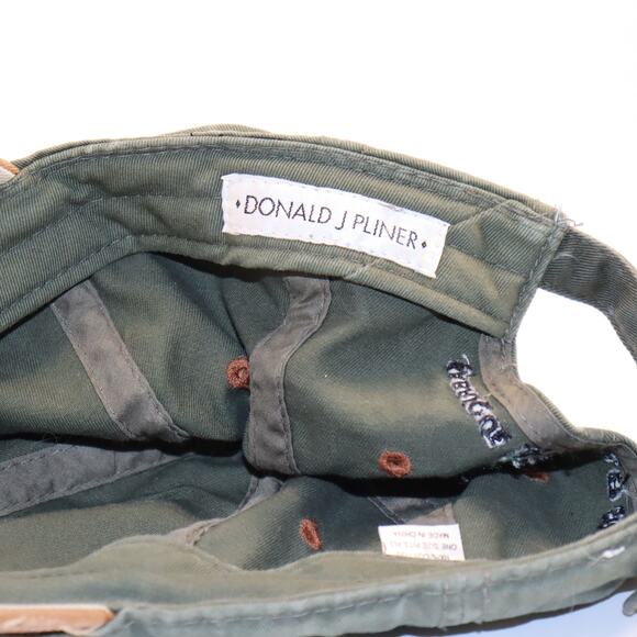 Donald J Pliner Distressed Olive & Tan Baseball Cap Adjustable Adult - Picture 5 of 5